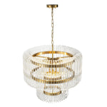 LightfixturesUAE-9-Light Modern Glam Two-Tiered Glass Rod Round Chandelier-Chandeliers-Gold-