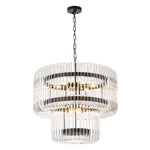 LightfixturesUAE-9-Light Modern Glam Two-Tiered Glass Rod Round Chandelier-Chandeliers-Gold-