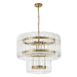 LightfixturesUAE-9-Light Modern Glam Two-Tiered Glass Rod Round Chandelier-Chandeliers-Gold-