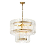 LightfixturesUAE-9-Light Modern Glam Two-Tiered Glass Rod Round Chandelier-Chandeliers-Gold-