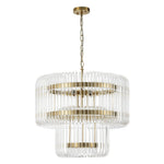 LightfixturesUAE-9-Light Modern Glam Two-Tiered Glass Rod Round Chandelier-Chandeliers-Gold-