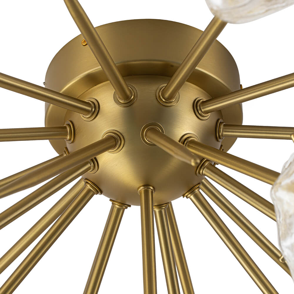 LightfixturesUAE-9-Light Modern Ice Glass Sputnik Semi Flush Mount Ceiling Light-Ceiling Lights-Brass-