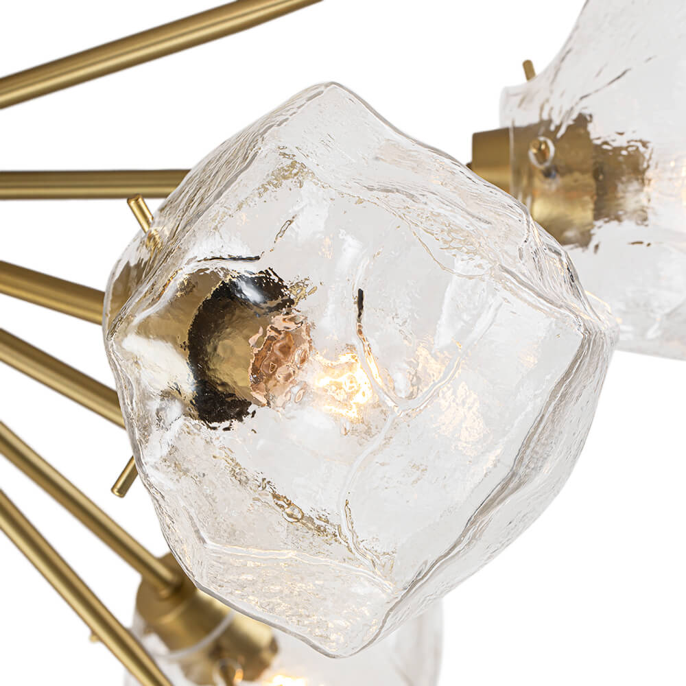 LightfixturesUAE-9-Light Modern Ice Glass Sputnik Semi Flush Mount Ceiling Light-Ceiling Lights-Brass-