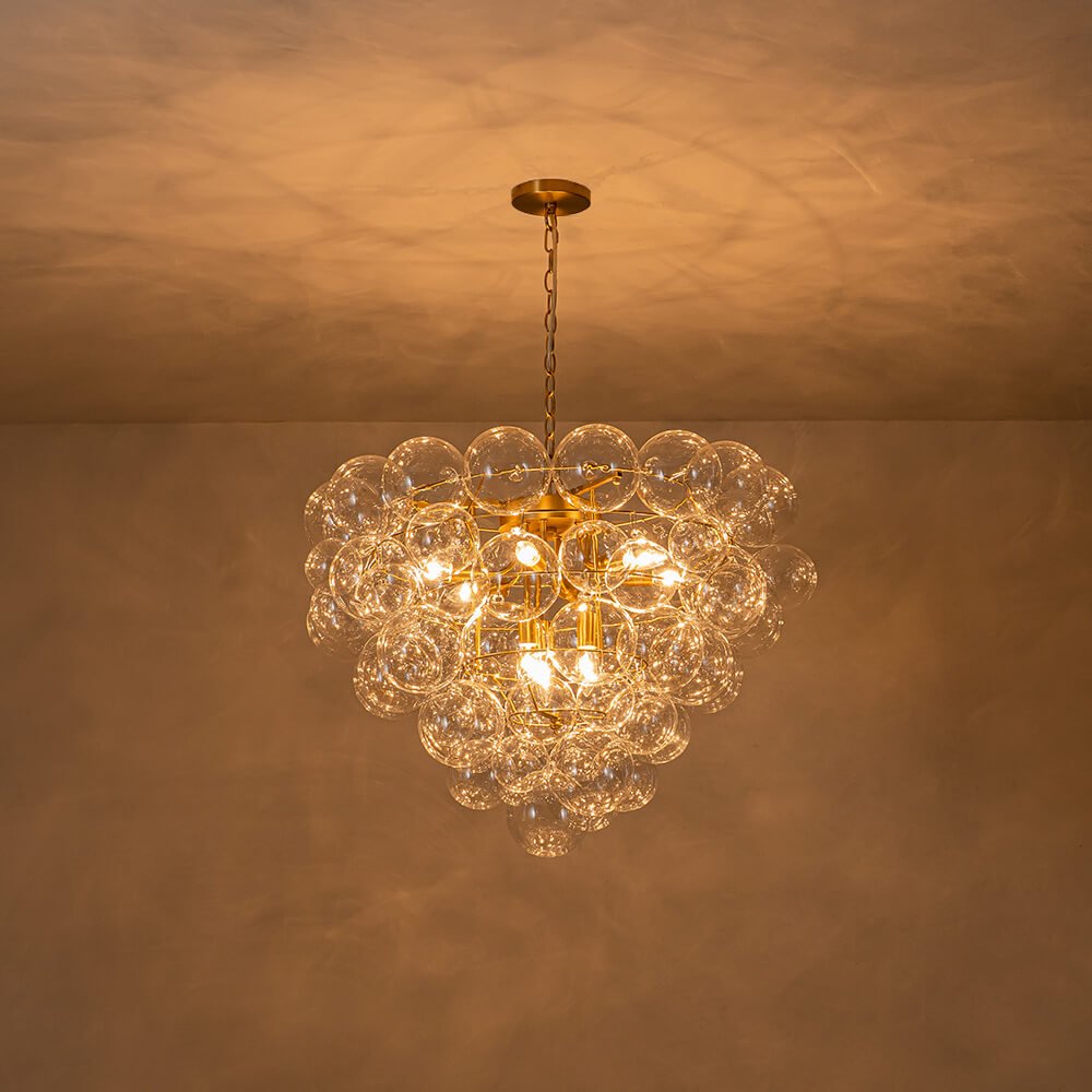LightfixturesUAE-9-Light Modern Luxury Clear Bubble Grape Cluster Chandelier-Chandeliers-9-Light-