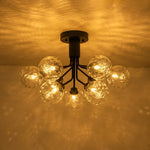 LightfixturesUAE-9-Light Modern Water Pattern Glass Sputnik Semi Flush Mount-Ceiling Lights-Black-