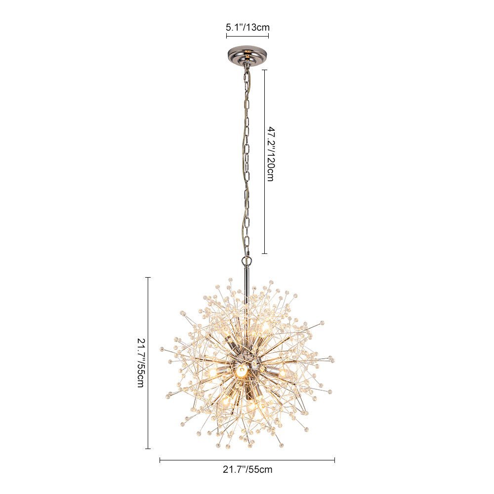 LightfixturesUAE-9-Light Natural Style Dandelion Firework Crystal Glass Sputnik Chandelier-Chandeliers-Chrome-