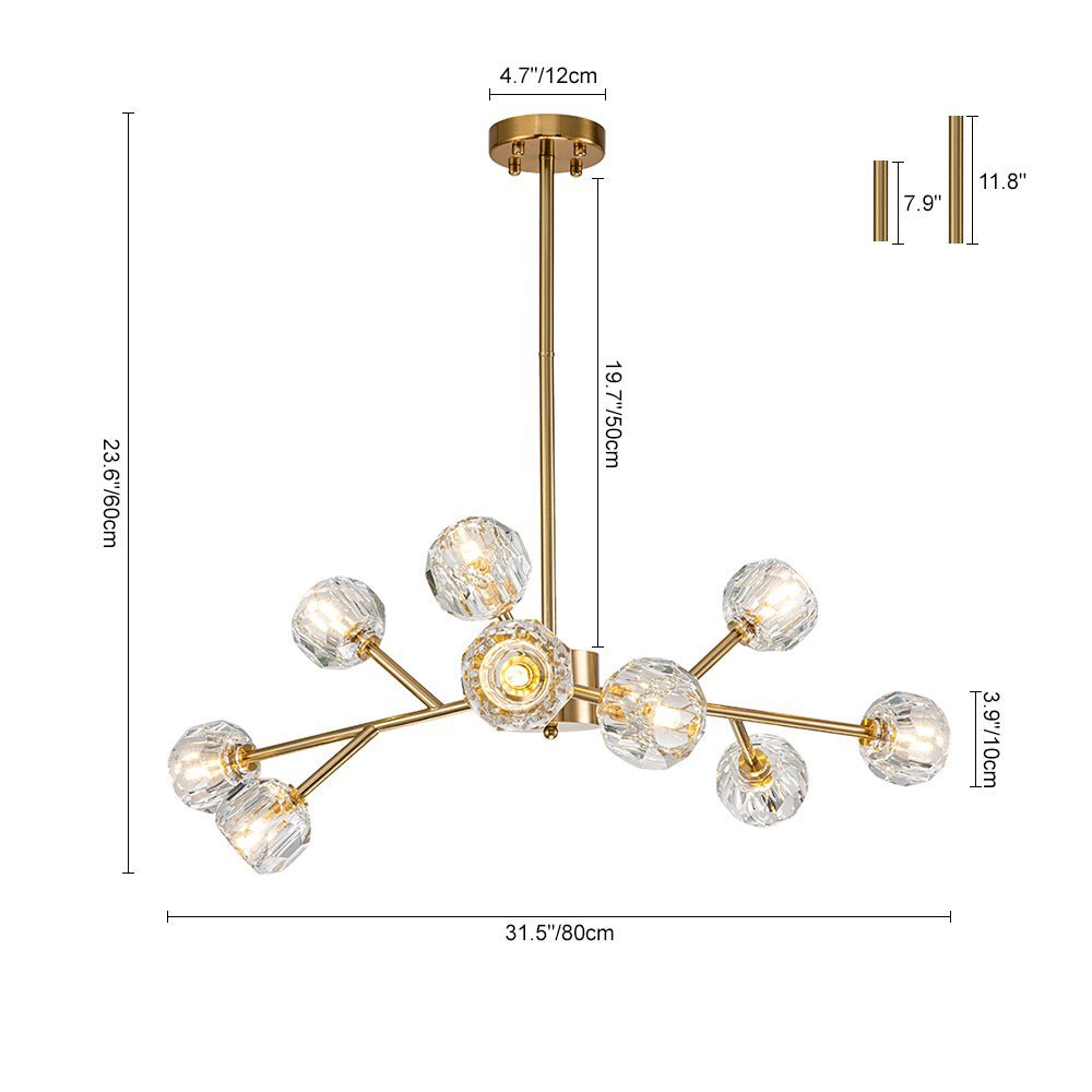 LightfixturesUAE-9/15-Light Mid-Century Crystal Branching Sputnik Chandelier-Chandeliers-15-Light-