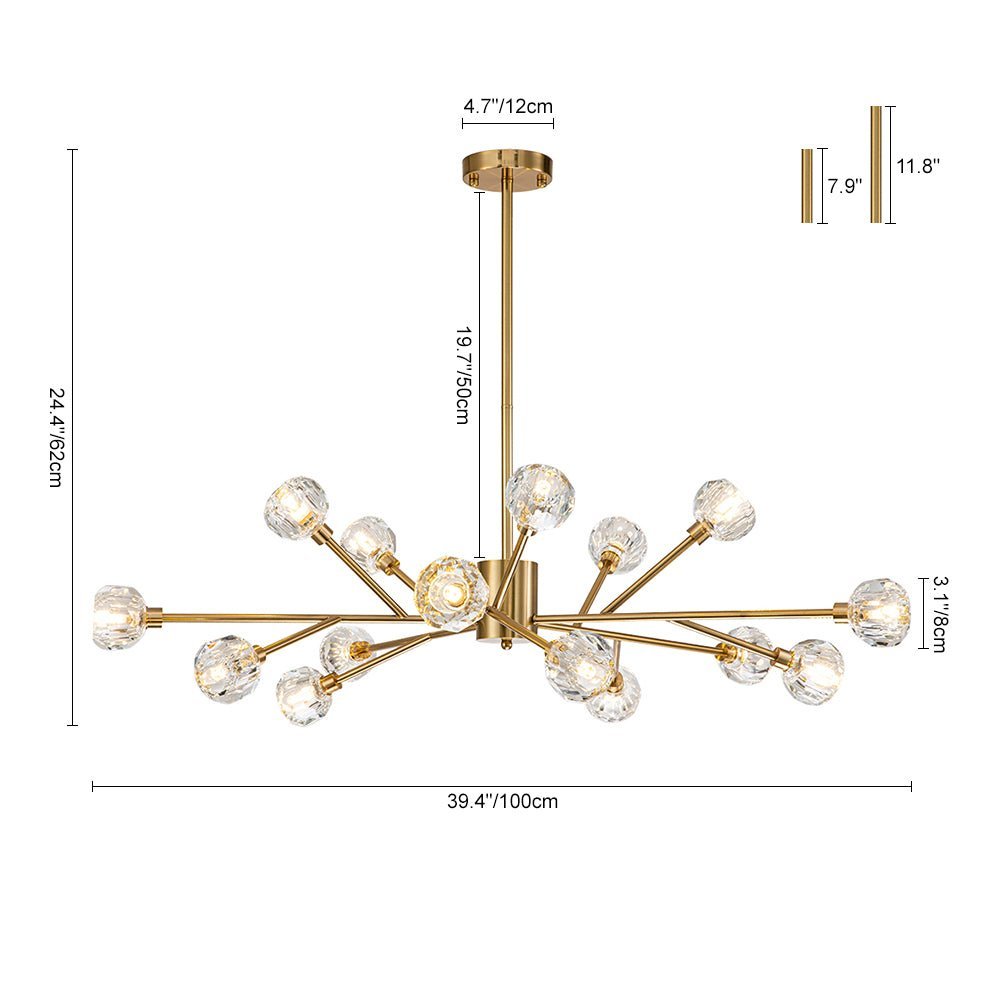 LightfixturesUAE-9/15-Light Mid-Century Crystal Branching Sputnik Chandelier-Chandeliers-15-Light-