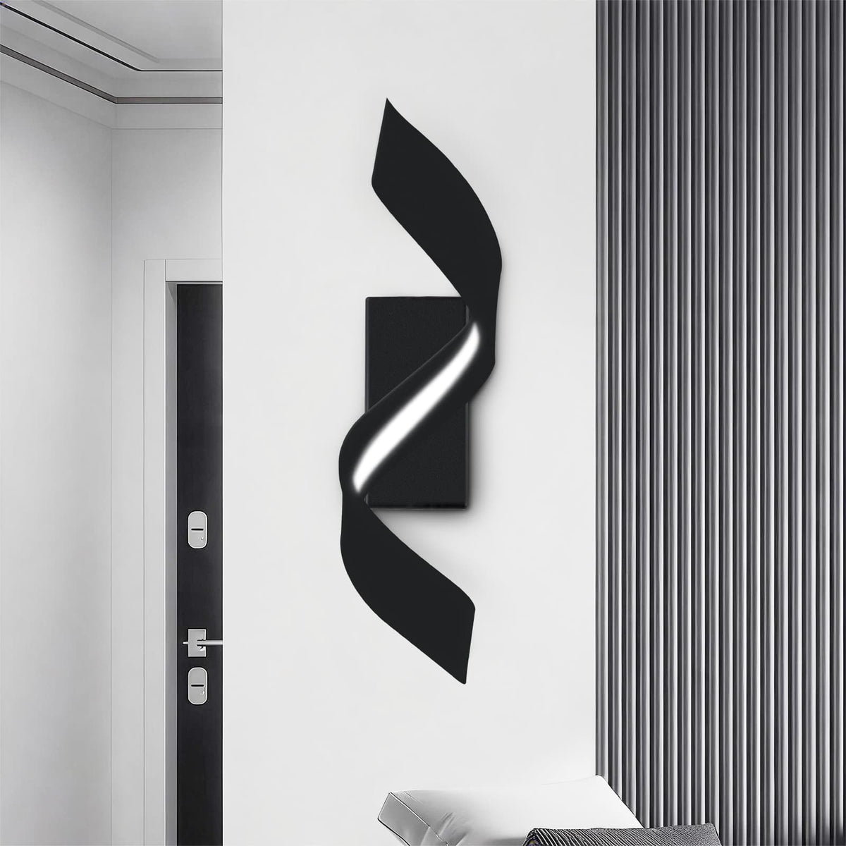 LightfixturesUAE-Abstract Spiral Ribbon Minimalist LED Wall Sconce-Wall Lights-Black-
