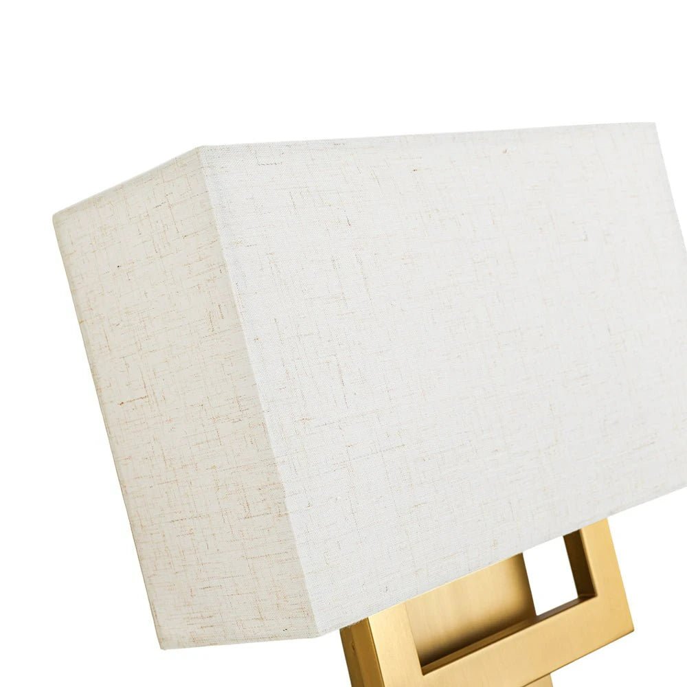 LightfixturesUAE-Antique Brass 2-Light Rectangle Linen Cage Wall Sconce - Gold-