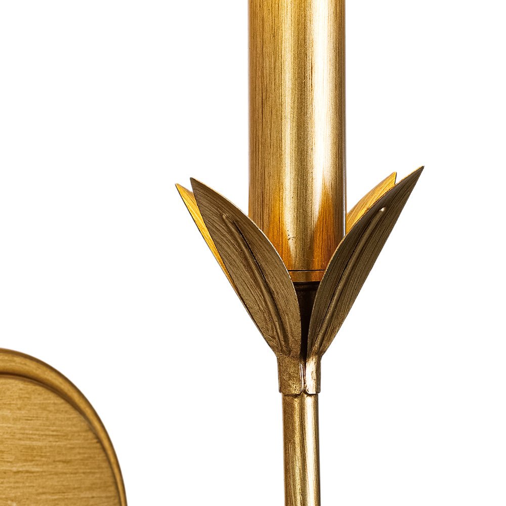 LightfixturesUAE-Antique Gold Leaf Stem Wall Sconce, Vintage Modern Brass Wall Light with Conical Fabric Shade-Wall Lights-Antique Gold-
