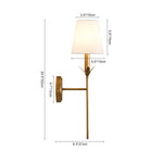 LightfixturesUAE-Antique Gold Leaf Stem Wall Sconce, Vintage Modern Brass Wall Light with Conical Fabric Shade-Wall Lights-Antique Gold-