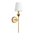 LightfixturesUAE-Antique Gold Leaf Stem Wall Sconce, Vintage Modern Brass Wall Light with Conical Fabric Shade-Wall Lights-Antique Gold-