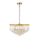 LightfixturesUAE-Bauhaus 5-Light Brass Round Drum Tiered Crystal Chandelier-Chandeliers-Brass-