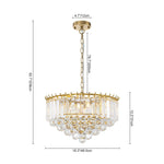 LightfixturesUAE-Bauhaus 5-Light Brass Round Drum Tiered Crystal Chandelier-Chandeliers-Brass-