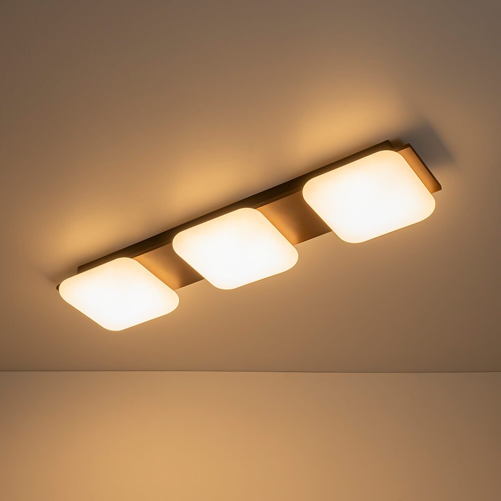 LightfixturesUAE-Dimmable LED 3-Light Minimalist Wood Style Linear Ceiling Light-Ceiling Lights-Walnut-