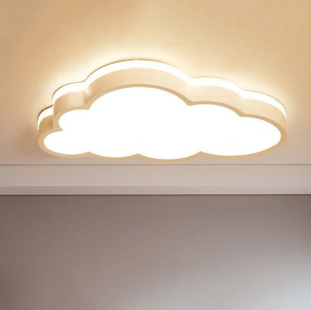 LightfixturesUAE-Dimmable LED Cloud Wood-Color Metal Ceiling Flush Mount For Kids-Ceiling Lights - 