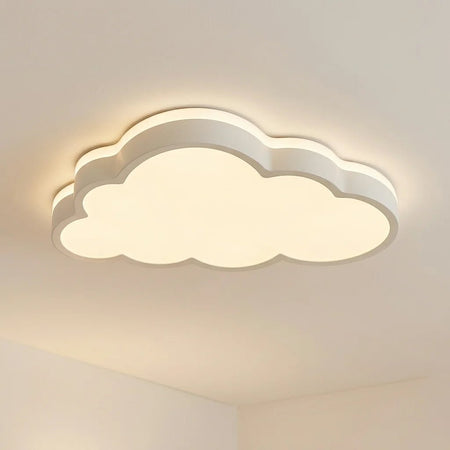LightfixturesUAE-Dimmable LED Cloud Wood-Color Metal Ceiling Flush Mount For Kids-Ceiling Lights - 
