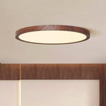 LightfixturesUAE-Dimmable LED Mid-Century Minimalist Walnut Wood Grain Flush Mount-Ceiling Lights-30cm-