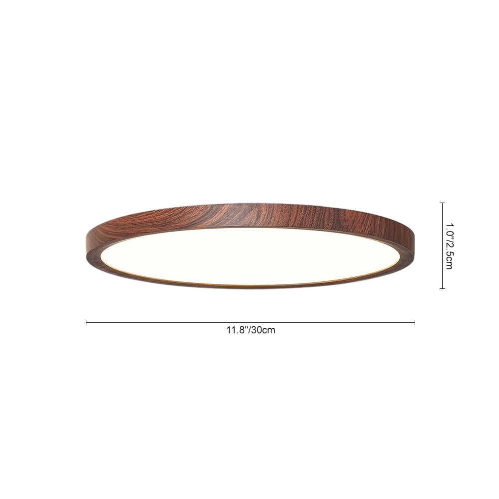 LightfixturesUAE-Dimmable LED Mid-Century Minimalist Walnut Wood Grain Flush Mount-Ceiling Lights-50cm-