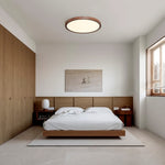 LightfixturesUAE-Dimmable LED Mid-Century Minimalist Walnut Wood Grain Flush Mount-Ceiling Lights-50cm-