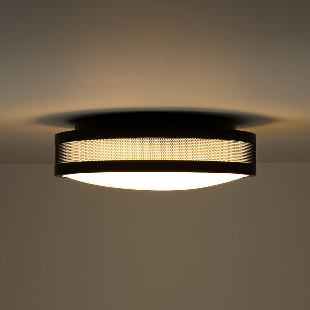 LightfixturesUAE-Dimmable LED Modern Hollow Design Round Flush Mount-Ceiling Lights-Black-