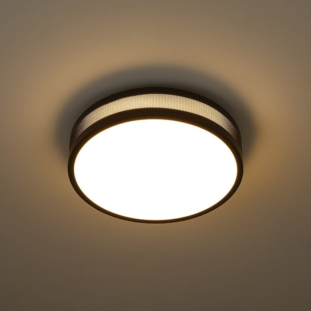 LightfixturesUAE-Dimmable LED Modern Hollow Design Round Flush Mount-Ceiling Lights-Black-