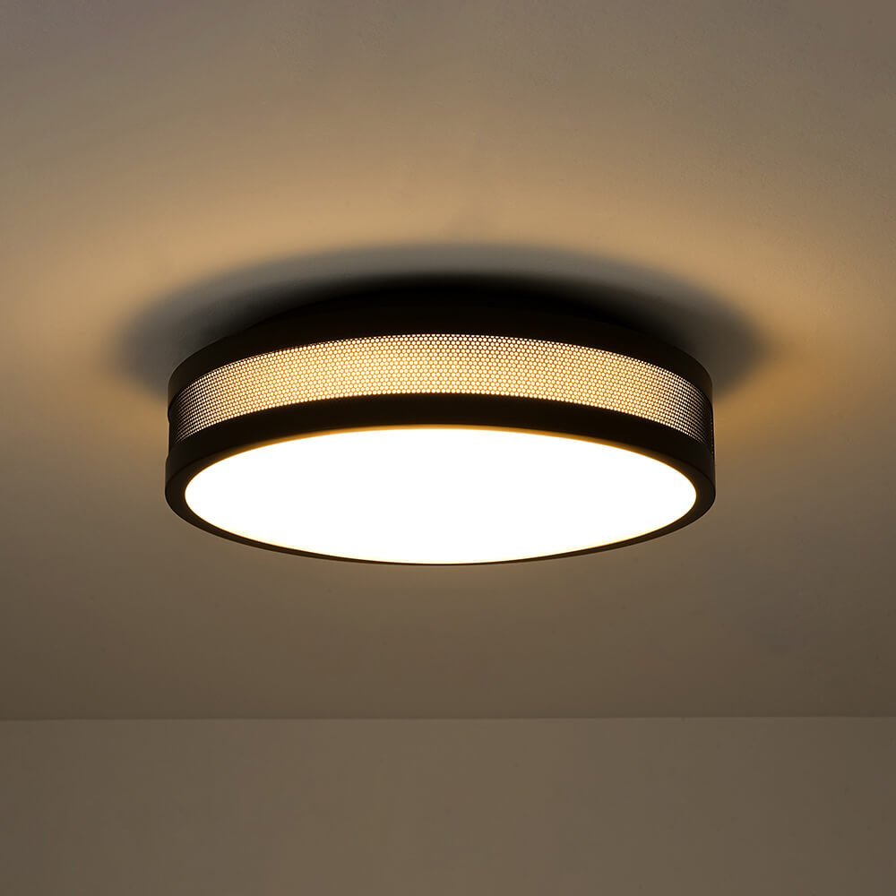 LightfixturesUAE-Dimmable LED Modern Hollow Design Round Flush Mount-Ceiling Lights-Black-