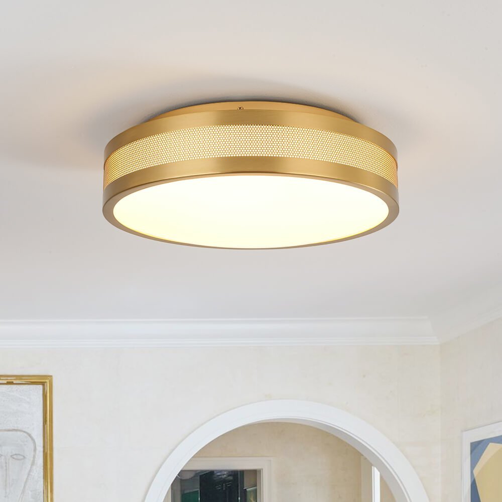 LightfixturesUAE-Dimmable LED Modern Hollow Design Round Flush Mount-Ceiling Lights-Brass-
