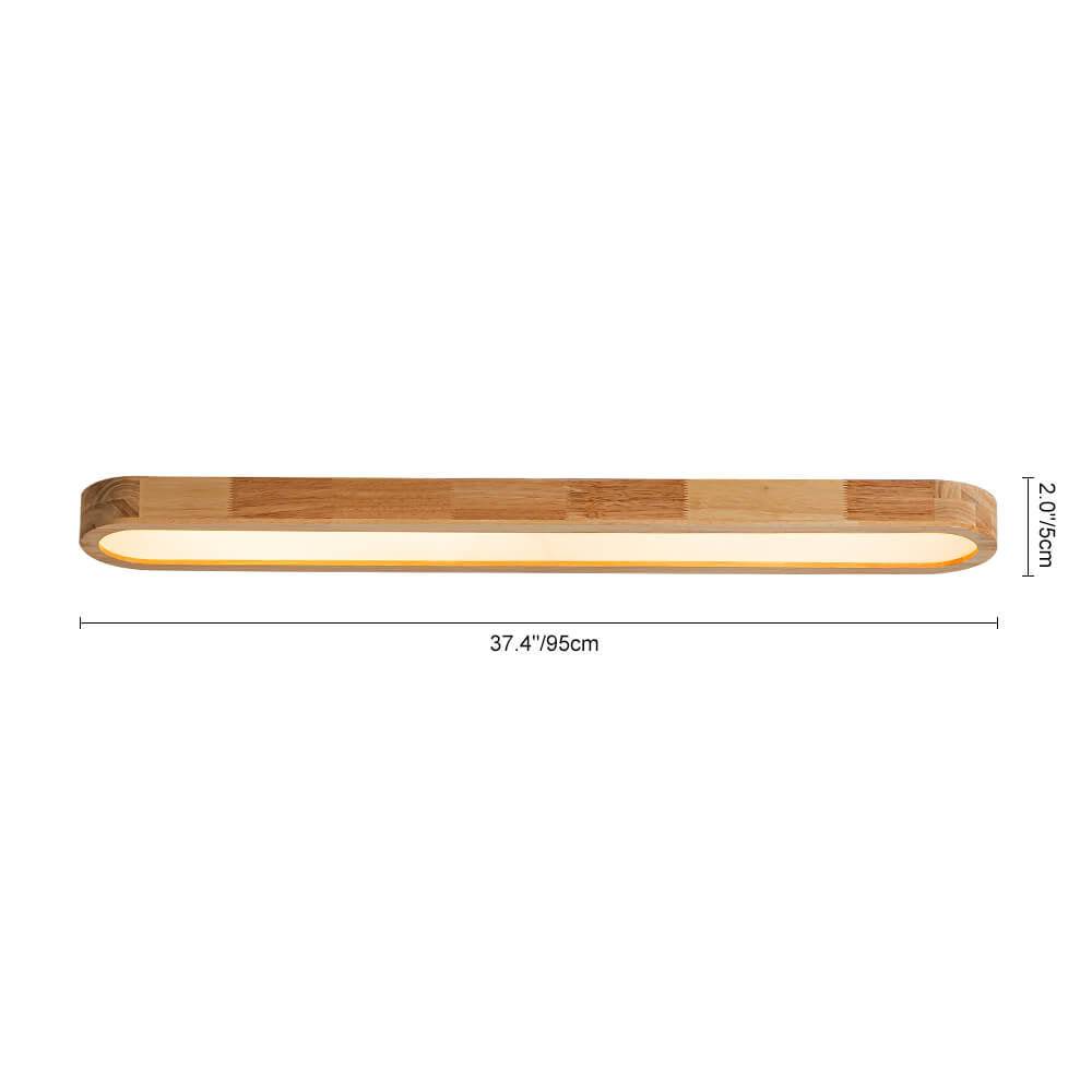 LightfixturesUAE-Dimmable LED Modern Long Oval Wood Flush Mount Ceiling Light-Ceiling Lights-Warm White(3000K)-