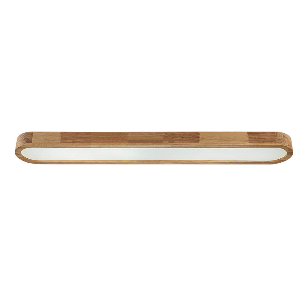 LightfixturesUAE-Dimmable LED Modern Long Oval Wood Flush Mount Ceiling Light-Ceiling Lights-Warm White(3000K)-