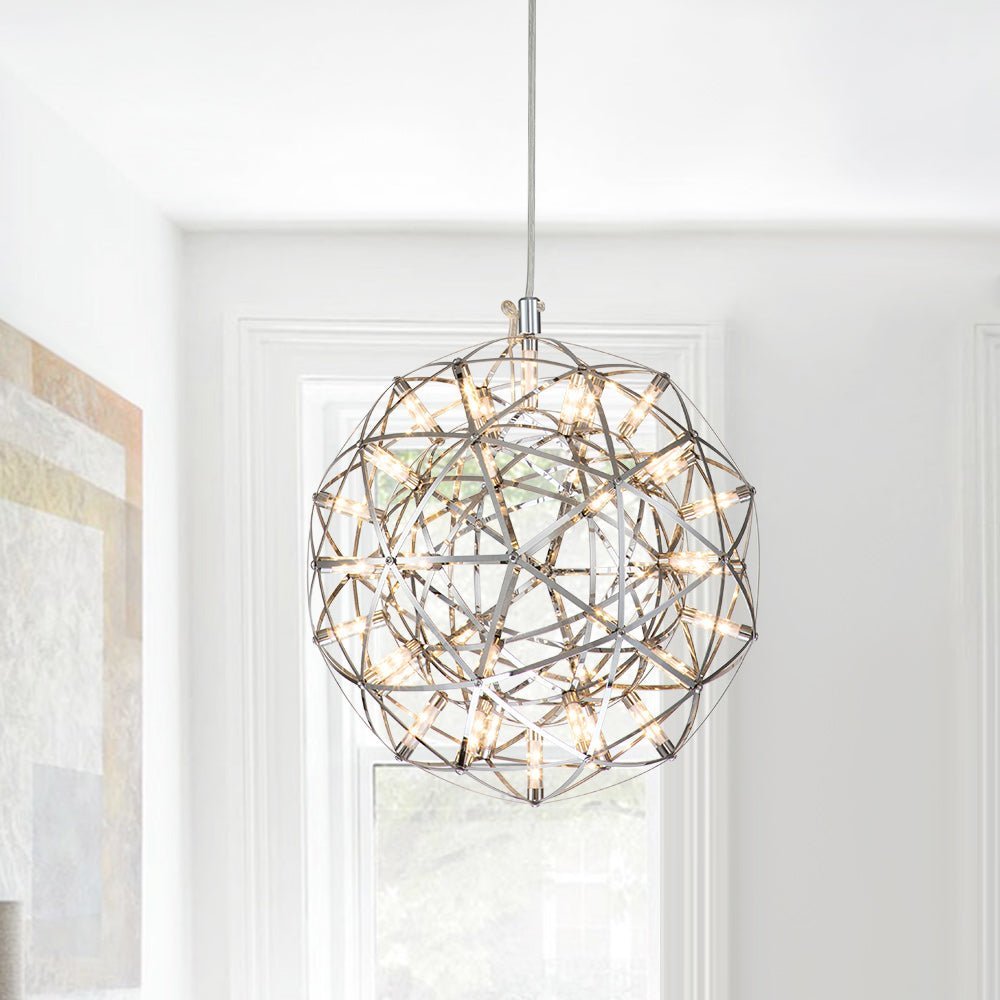 LightfixturesUAE-Dimmable LED Modern Sparkle Starry Spherical Chandelier-Chandeliers-30cm-