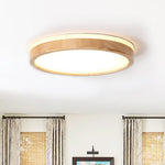 LightfixturesUAE-Dimmable LED Modern Wooden Round Flush Mount Ceiling Light-Ceiling Lights-30cm-