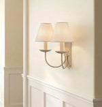 LightfixturesUAE-French Cream 2-Light Tapered Linen Fabric Shade Wall Sconce-Wall Lights-Cream-