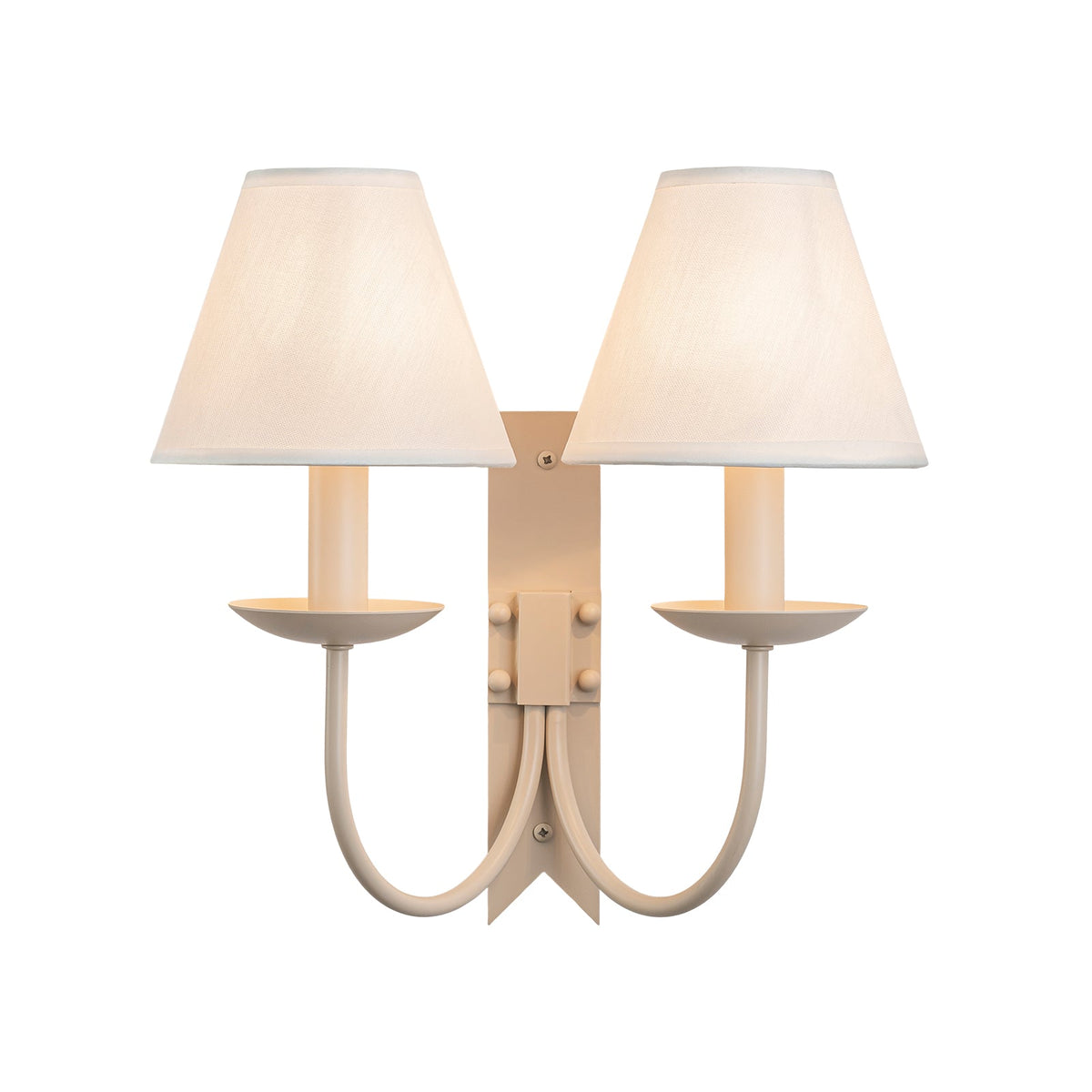 LightfixturesUAE-French Cream 2-Light Tapered Linen Fabric Shade Wall Sconce-Wall Lights-Cream-