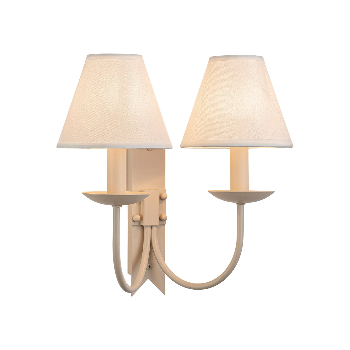 LightfixturesUAE-French Cream 2-Light Tapered Linen Fabric Shade Wall Sconce-Wall Lights-Cream-