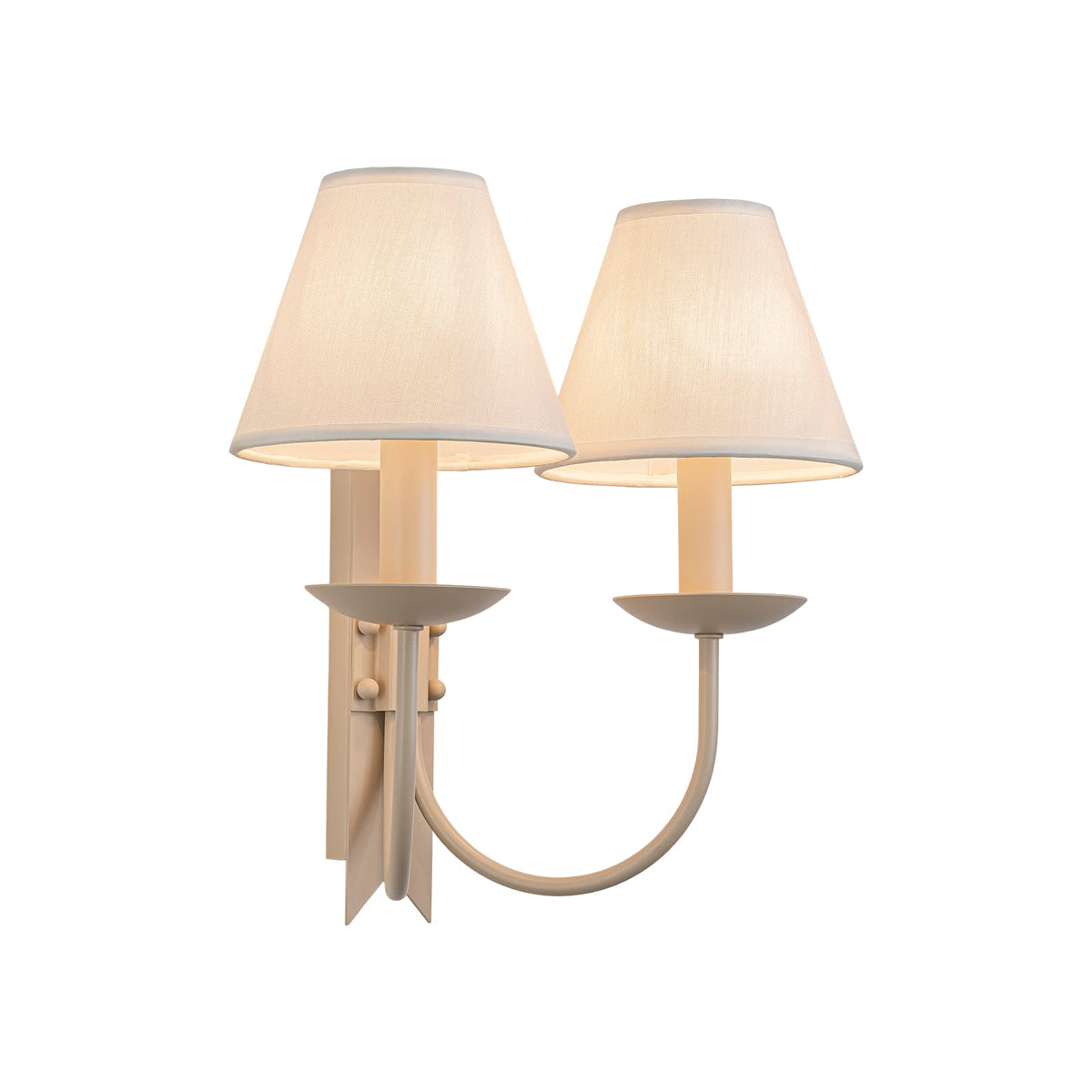 LightfixturesUAE-French Cream 2-Light Tapered Linen Fabric Shade Wall Sconce-Wall Lights-Cream-