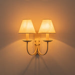 LightfixturesUAE-French Cream 2-Light Tapered Linen Fabric Shade Wall Sconce-Wall Lights-Cream-