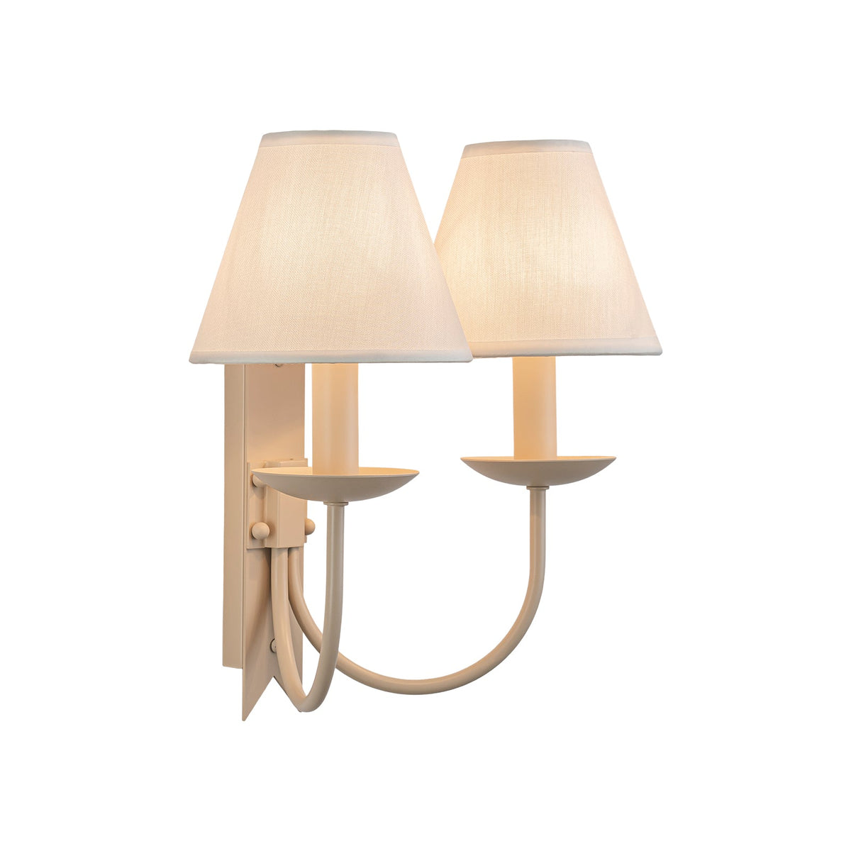 LightfixturesUAE-French Cream 2-Light Tapered Linen Fabric Shade Wall Sconce-Wall Lights-Cream-