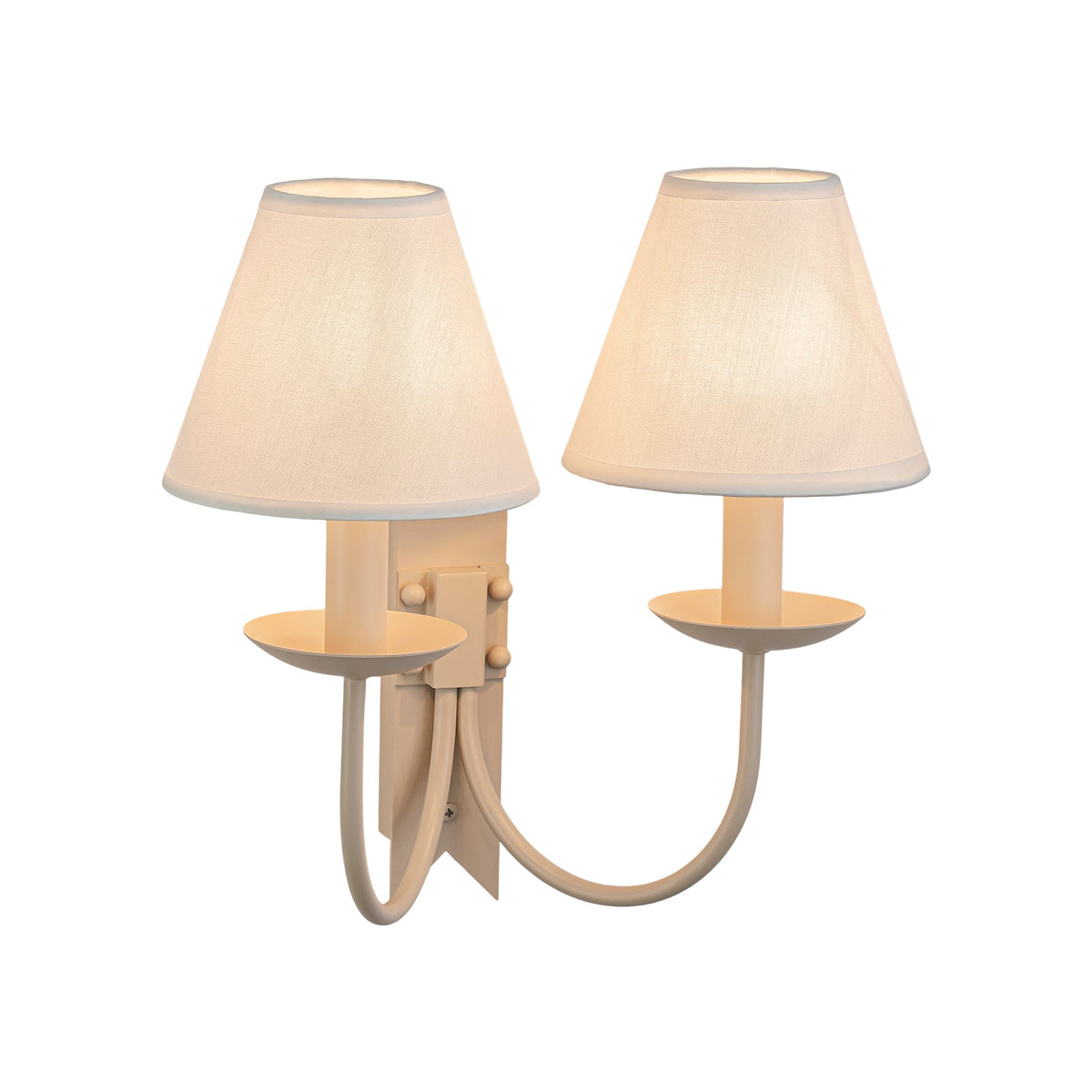 LightfixturesUAE-French Cream 2-Light Tapered Linen Fabric Shade Wall Sconce-Wall Lights-Cream-