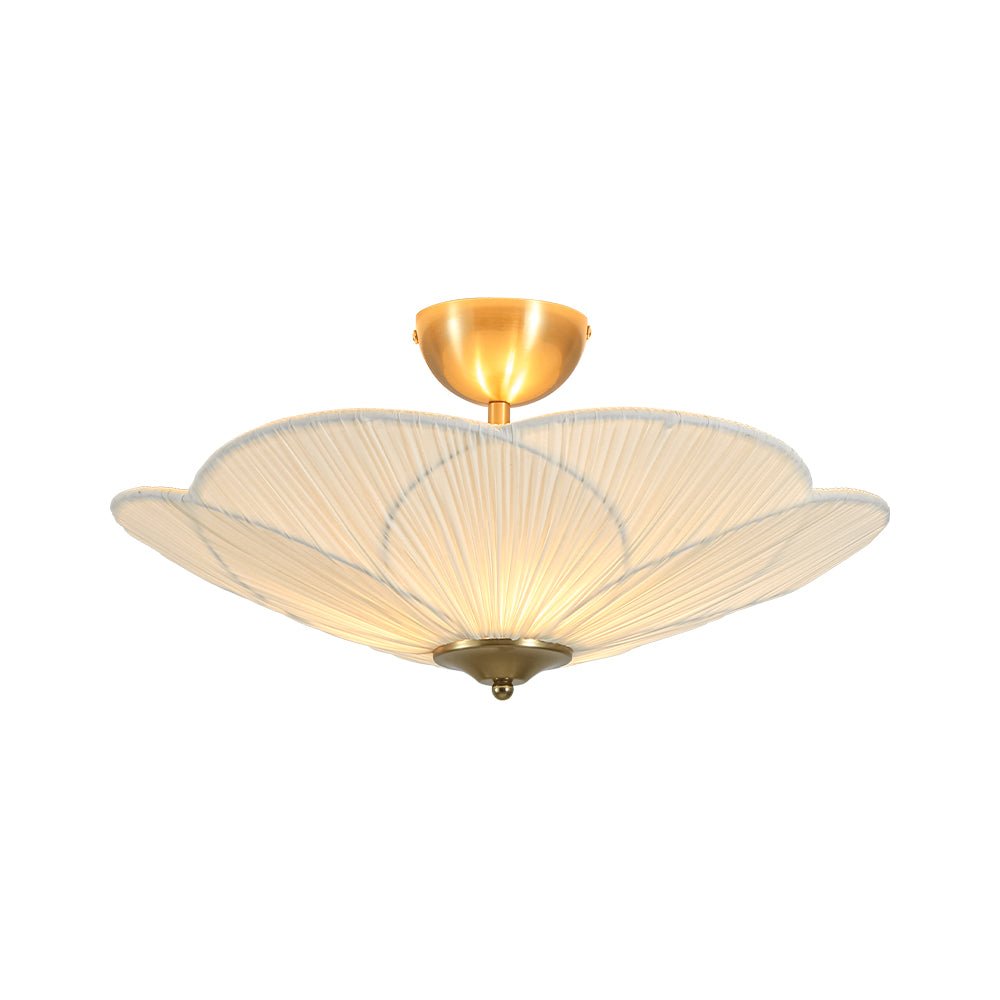 LightfixturesUAE-French Elegance Fabric Petal Shaped Flower Semi-Flush Mount Ceiling Light-Ceiling Lights-Brass-
