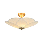 LightfixturesUAE-French Elegance Fabric Petal Shaped Flower Semi-Flush Mount Ceiling Light-Ceiling Lights-Brass-