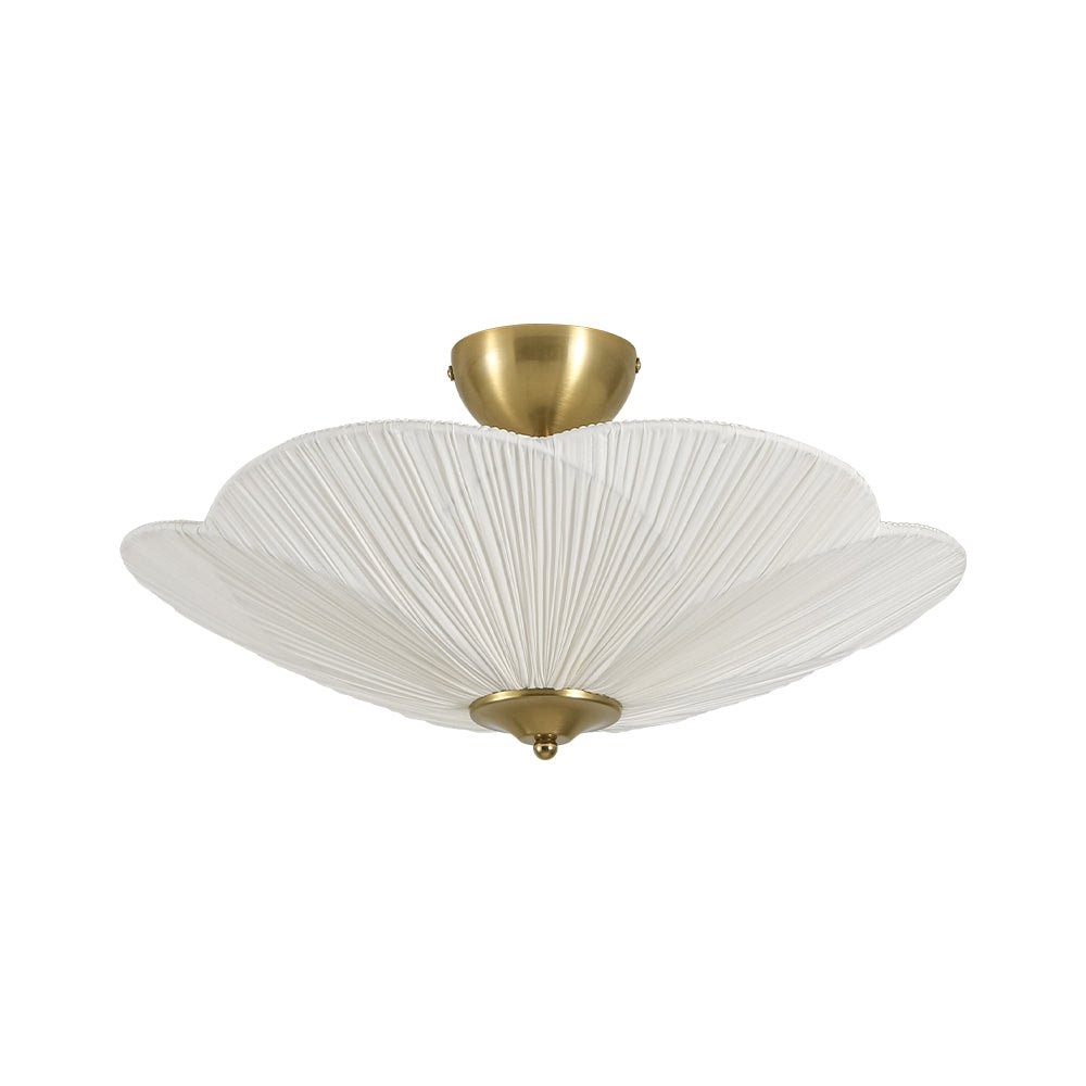 LightfixturesUAE-French Elegance Fabric Petal Shaped Flower Semi-Flush Mount Ceiling Light-Ceiling Lights-Brass-