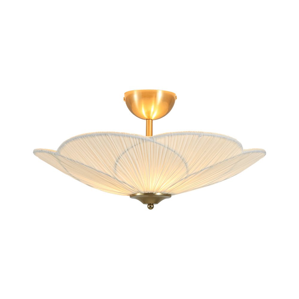 LightfixturesUAE-French Elegance Fabric Petal Shaped Flower Semi-Flush Mount Ceiling Light-Ceiling Lights-Brass-