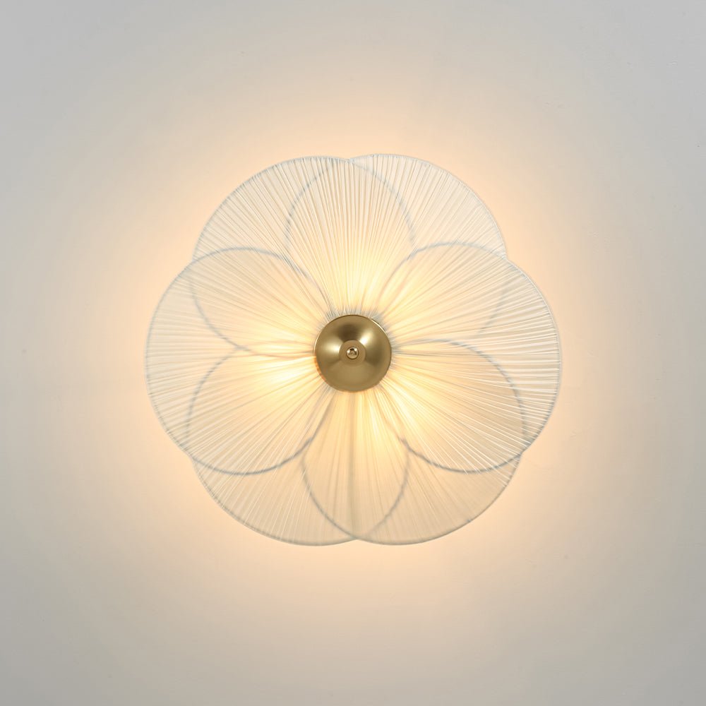 LightfixturesUAE-French Elegance Fabric Petal Shaped Flower Semi-Flush Mount Ceiling Light-Ceiling Lights-Brass-
