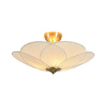 LightfixturesUAE-French Elegance Fabric Petal Shaped Flower Semi-Flush Mount Ceiling Light-Ceiling Lights-Brass-