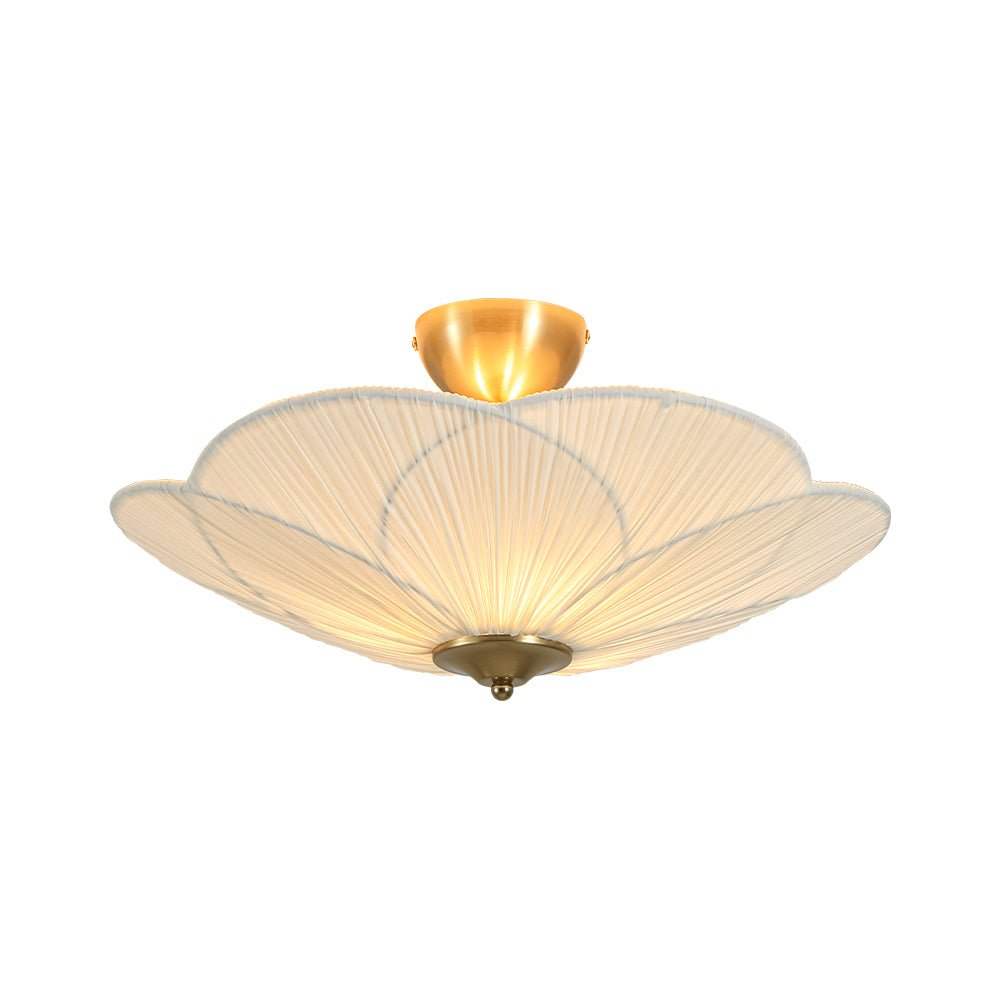 LightfixturesUAE-French Elegance Fabric Petal Shaped Flower Semi-Flush Mount Ceiling Light-Ceiling Lights-Brass-