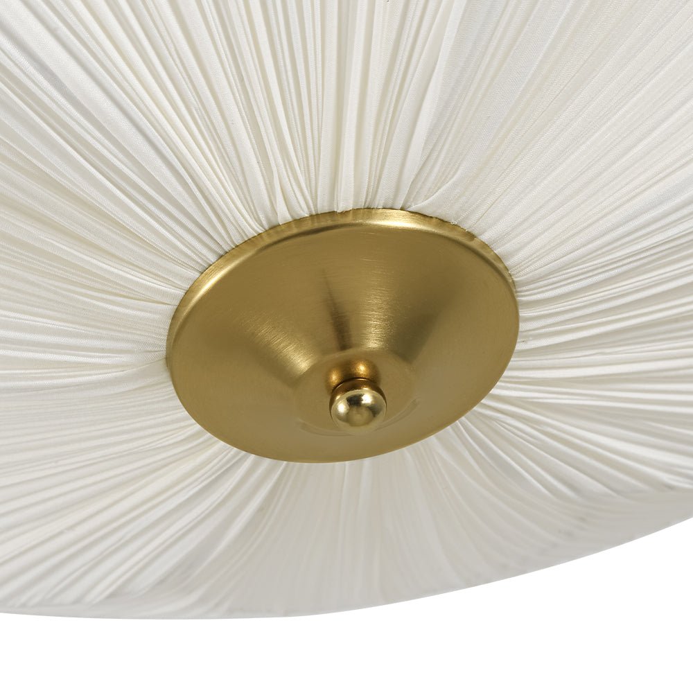 LightfixturesUAE-French Elegance Fabric Petal Shaped Flower Semi-Flush Mount Ceiling Light-Ceiling Lights-Brass-