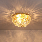 LightfixturesUAE-French Luxury Brass & Crystal Daisy Floral Flush Mount Ceiling Light-Ceiling Lights-Gold-