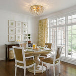 LightfixturesUAE-French Luxury Brass & Crystal Daisy Floral Flush Mount Ceiling Light-Ceiling Lights-Gold-